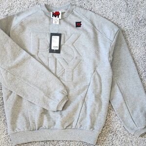NWT DKNY $249 Sweatshirt Size XS (Relaxed Fit, Up To S) Heather Grey Front Logo